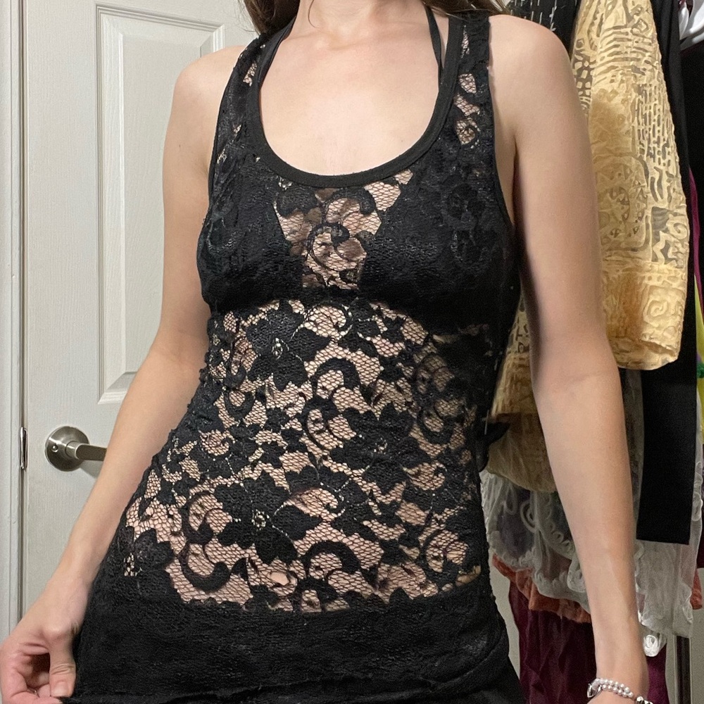 black lace tank